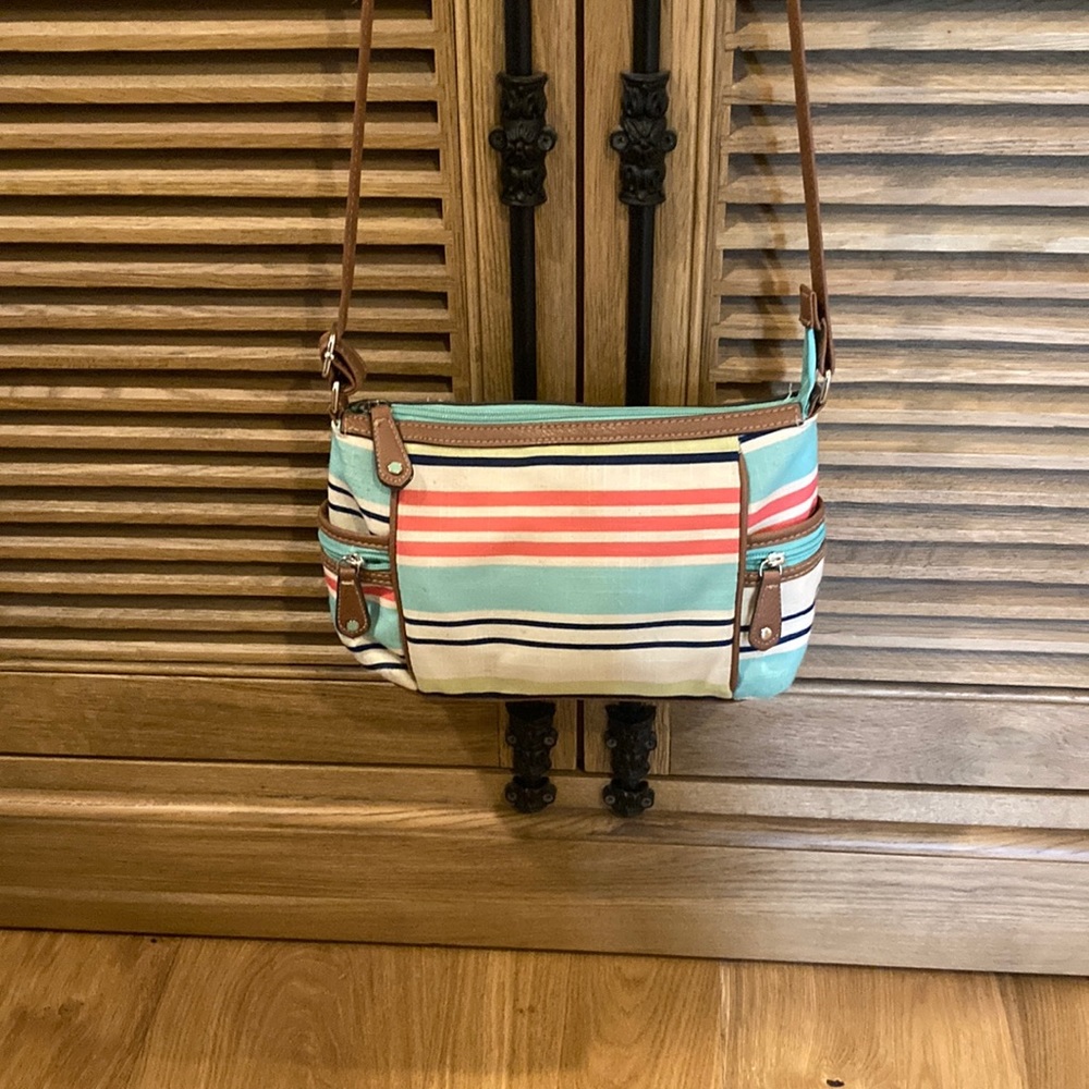 Summer cotton striped purse, long enough for cross body